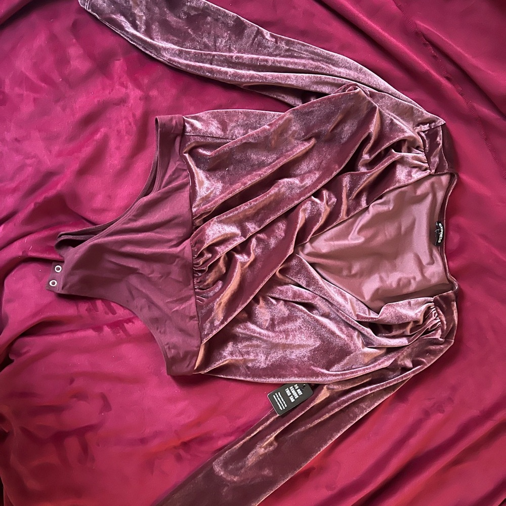 Brand New Velvet Burgundy BodySuit